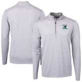 Carolina Panthers Cutter & Buck Virtue Eco Pique Micro Stripe Recycled Quarter-Zip Jacket Gray