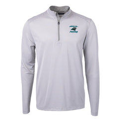Carolina Panthers Cutter & Buck Virtue Eco Pique Micro Stripe Recycled Quarter-Zip Jacket Gray