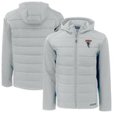Atlanta Falcons Cutter & Buck Evoke Hybrid Eco Softshell Recycled Full-Zip Hoodie Jacket Light Gray