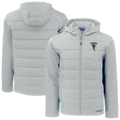Atlanta Falcons Cutter & Buck Evoke Hybrid Eco Softshell Recycled Full-Zip Hoodie Jacket Light Gray