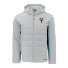 Atlanta Falcons Cutter & Buck Evoke Hybrid Eco Softshell Recycled Full-Zip Hoodie Jacket Light Gray
