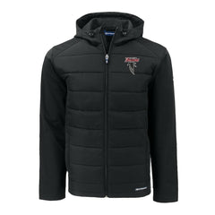 Atlanta Falcons Cutter & Buck Evoke Hybrid Eco Softshell Recycled Full-Zip Hoodie Jacket Black