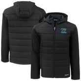 Carolina Panthers Cutter & Buck Evoke Hybrid Eco Softshell Recycled Full-Zip Hoodie Jacket Black