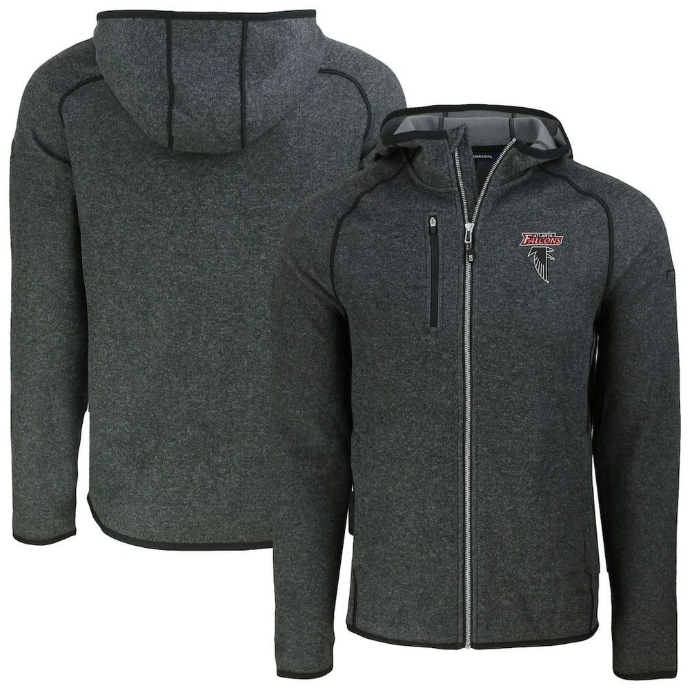 Atlanta Falcons Cutter & Buck Mainsail Hoodie Raglan Full-Zip Jacket Heather Charcoal