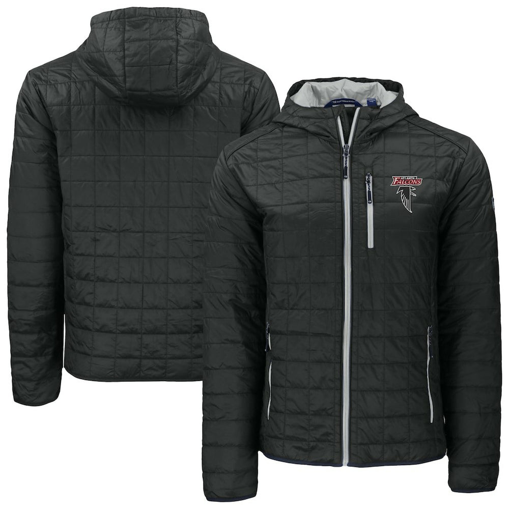 Atlanta Falcons Cutter & Buck Rainier PrimaLoft Eco Insulated Full-Zip Puffer Jacket Black