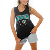 Miami Dolphins Gameday Couture Women's Baby You're A Star Racerback Scoop Neck Tapered Tank Top Black