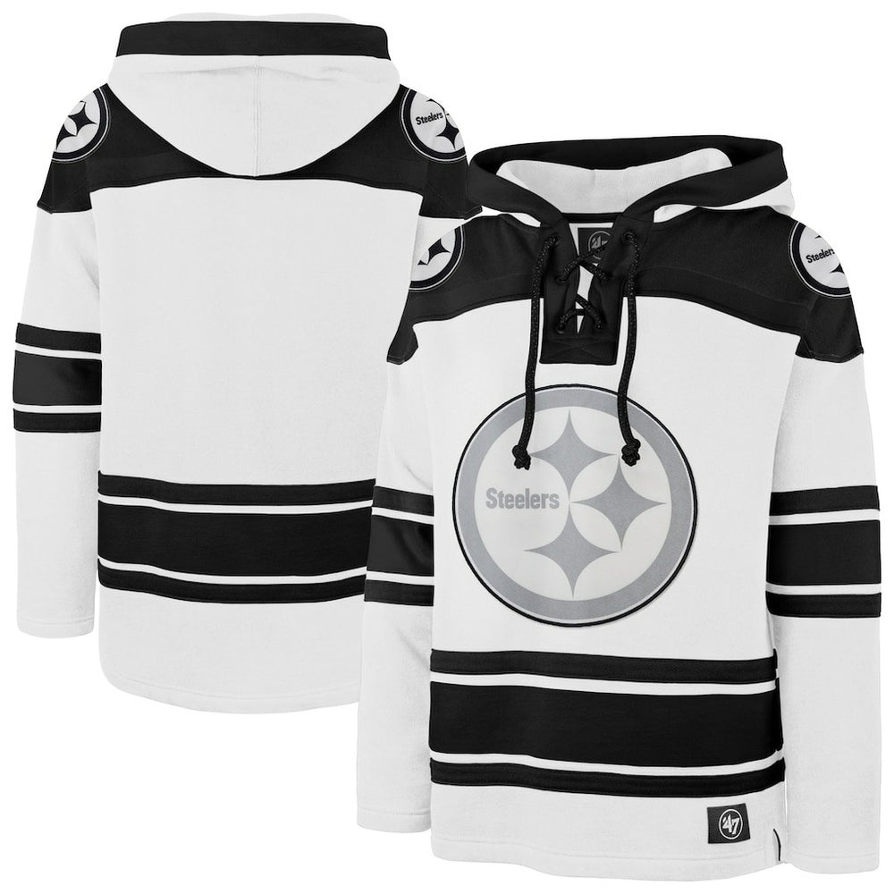 Pittsburgh Steelers '47 After Image Superior Lacer Pullover Hoodie White