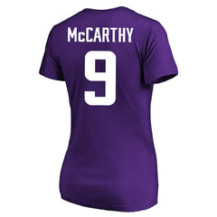 J.J. McCarthy Minnesota Vikings Women's Plus Size Fair Catch Name & Number Scoop Neck T-Shirt Purple