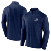 Atlanta Braves Fanatics Head-to-Head Raglan Quarter-Zip Jacket - Navy Jackets