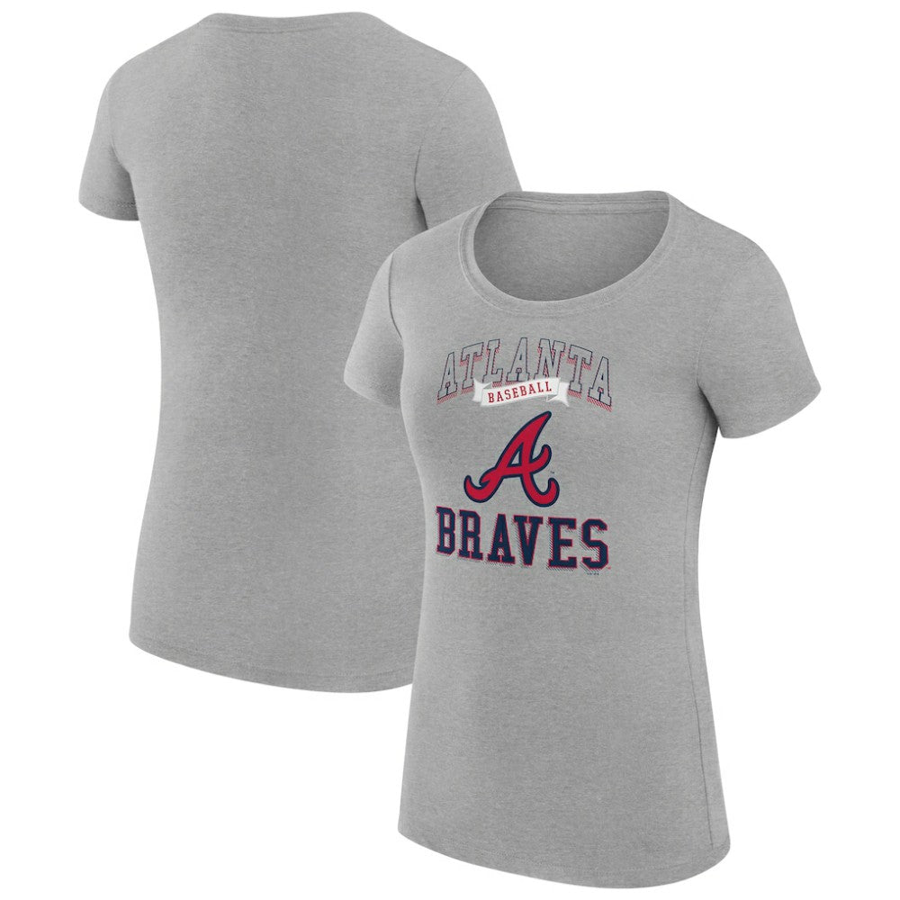Atlanta Braves G-III 4Her by Carl Banks Women's Super-Slim Fit Lightweight Team Logo Graphic T-Shirt - Heather Gray T-shirts