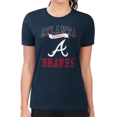 Atlanta Braves G-III 4Her by Carl Banks Women's Super-Slim Fit Lightweight Team Logo Graphic T-Shirt - Navy T-shirts