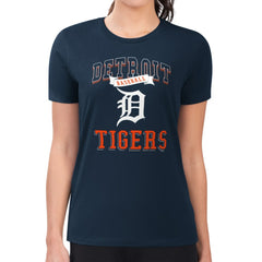 Detroit Tigers G-III 4Her by Carl Banks Women's Super-Slim Fit Lightweight Team Logo Graphic T-Shirt - Navy T-shirts