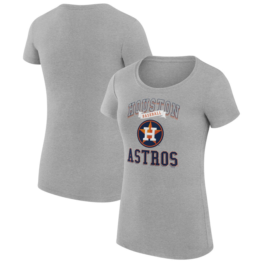 Houston Astros G-III 4Her by Carl Banks Women's Super-Slim Fit Lightweight Team Logo Graphic T-Shirt - Heather Gray T-shirts