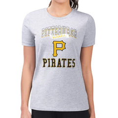 Pittsburgh Pirates G-III 4Her by Carl Banks Women's Super-Slim Fit Lightweight Team Logo Graphic T-Shirt - Heather Gray T-shirts