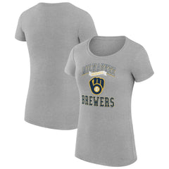 Milwaukee Brewers G-III 4Her by Carl Banks Women's Super-Slim Fit Lightweight Team Logo Graphic T-Shirt - Heather Gray T-shirts