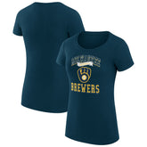 Milwaukee Brewers G-III 4Her by Carl Banks Women's Super-Slim Fit Lightweight Team Logo Graphic T-Shirt - Navy T-shirts