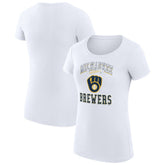 Milwaukee Brewers G-III 4Her by Carl Banks Women's Super-Slim Fit Lightweight Team Logo Graphic T-Shirt - White T-shirts