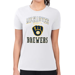 Milwaukee Brewers G-III 4Her by Carl Banks Women's Super-Slim Fit Lightweight Team Logo Graphic T-Shirt - White T-shirts