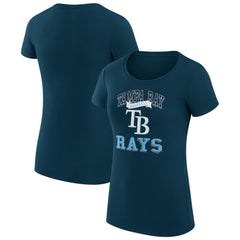 Tampa Bay Rays G-III 4Her by Carl Banks Women's Super-Slim Fit Lightweight Team Logo Graphic T-Shirt - Navy T-shirts