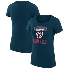 Washington Nationals G-III 4Her by Carl Banks Women's Super-Slim Fit Lightweight Team Logo Graphic T-Shirt - Navy T-shirts