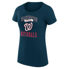 Washington Nationals G-III 4Her by Carl Banks Women's Super-Slim Fit Lightweight Team Logo Graphic T-Shirt - Navy T-shirts