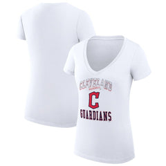 Cleveland Guardians G-III 4Her by Carl Banks Women's Super-Slim Fit Lightweight Team Logo Graphic V-Neck T-Shirt - White T-shirts