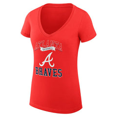 Atlanta Braves G-III 4Her by Carl Banks Women's Super-Slim Fit Lightweight Team Logo Graphic V-Neck T-Shirt - Red T-shirts
