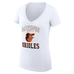 Baltimore Orioles G-III 4Her by Carl Banks Women's Super-Slim Fit Lightweight Team Logo Graphic V-Neck T-Shirt - White T-shirts