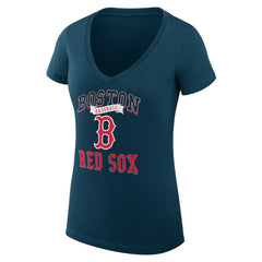 Boston Red Sox G-III 4Her by Carl Banks Women's Super-Slim Fit Lightweight Team Logo Graphic V-Neck T-Shirt - Navy T-shirts