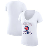 Chicago Cubs G-III 4Her by Carl Banks Women's Super-Slim Fit Lightweight Team Logo Graphic V-Neck T-Shirt - White T-shirts