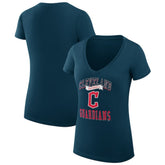 Cleveland Guardians G-III 4Her by Carl Banks Women's Super-Slim Fit Lightweight Team Logo Graphic V-Neck T-Shirt - Navy T-shirts