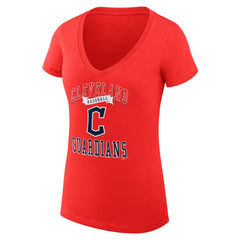 Cleveland Guardians G-III 4Her by Carl Banks Women's Super-Slim Fit Lightweight Team Logo Graphic V-Neck T-Shirt - Red T-shirts