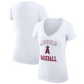 Los Angeles Angels G-III 4Her by Carl Banks Women's Super-Slim Fit Lightweight Team Logo Graphic V-Neck T-Shirt - White T-shirts