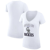 Colorado Rockies G-III 4Her by Carl Banks Women's Super-Slim Fit Lightweight Team Logo Graphic V-Neck T-Shirt - White T-shirts