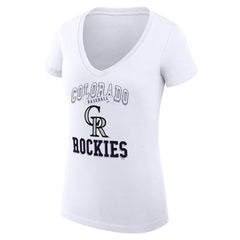 Colorado Rockies G-III 4Her by Carl Banks Women's Super-Slim Fit Lightweight Team Logo Graphic V-Neck T-Shirt - White T-shirts