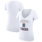 Detroit Tigers G-III 4Her by Carl Banks Women's Super-Slim Fit Lightweight Team Logo Graphic V-Neck T-Shirt - White T-shirts