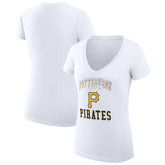 Pittsburgh Pirates G-III 4Her by Carl Banks Women's Super-Slim Fit Lightweight Team Logo Graphic V-Neck T-Shirt - White T-shirts