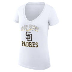 San Diego Padres G-III 4Her by Carl Banks Women's Super-Slim Fit Lightweight Team Logo Graphic V-Neck T-Shirt - White T-shirts