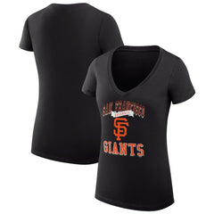 San Francisco Giants G-III 4Her by Carl Banks Women's Super-Slim Fit Lightweight Team Logo Graphic V-Neck T-Shirt - Black T-shirts