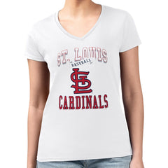St. Louis Cardinals G-III 4Her by Carl Banks Women's Super-Slim Fit Lightweight Team Logo Graphic V-Neck T-Shirt - White T-shirts