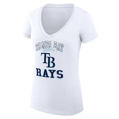 Tampa Bay Rays G-III 4Her by Carl Banks Women's Super-Slim Fit Lightweight Team Logo Graphic V-Neck T-Shirt - White T-shirts