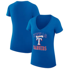 Texas Rangers G-III 4Her by Carl Banks Women's Super-Slim Fit Lightweight Team Logo Graphic V-Neck T-Shirt - Royal T-shirts