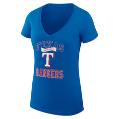 Texas Rangers G-III 4Her by Carl Banks Women's Super-Slim Fit Lightweight Team Logo Graphic V-Neck T-Shirt - Royal T-shirts