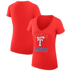 Texas Rangers G-III 4Her by Carl Banks Women's Super-Slim Fit Lightweight Team Logo Graphic V-Neck T-Shirt - Red T-shirts