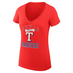 Texas Rangers G-III 4Her by Carl Banks Women's Super-Slim Fit Lightweight Team Logo Graphic V-Neck T-Shirt - Red T-shirts