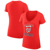 Washington Nationals G-III 4Her by Carl Banks Women's Super-Slim Fit Lightweight Team Logo Graphic V-Neck T-Shirt - Red T-shirts
