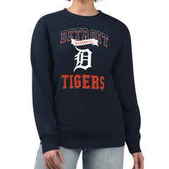 Detroit Tigers G-III 4Her by Carl Banks Women's Team Logo Graphic Tri-Blend Fleece Pullover Sweatshirt - Navy Pullover