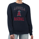 Los Angeles Angels G-III 4Her by Carl Banks Women's Team Logo Graphic Tri-Blend Fleece Pullover Sweatshirt - Navy Pullover