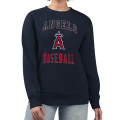 Los Angeles Angels G-III 4Her by Carl Banks Women's Team Logo Graphic Tri-Blend Fleece Pullover Sweatshirt - Navy Pullover