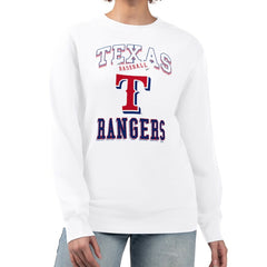 Texas Rangers G-III 4Her by Carl Banks Women's Team Logo Graphic Tri-Blend Fleece Pullover Sweatshirt - White Pullover